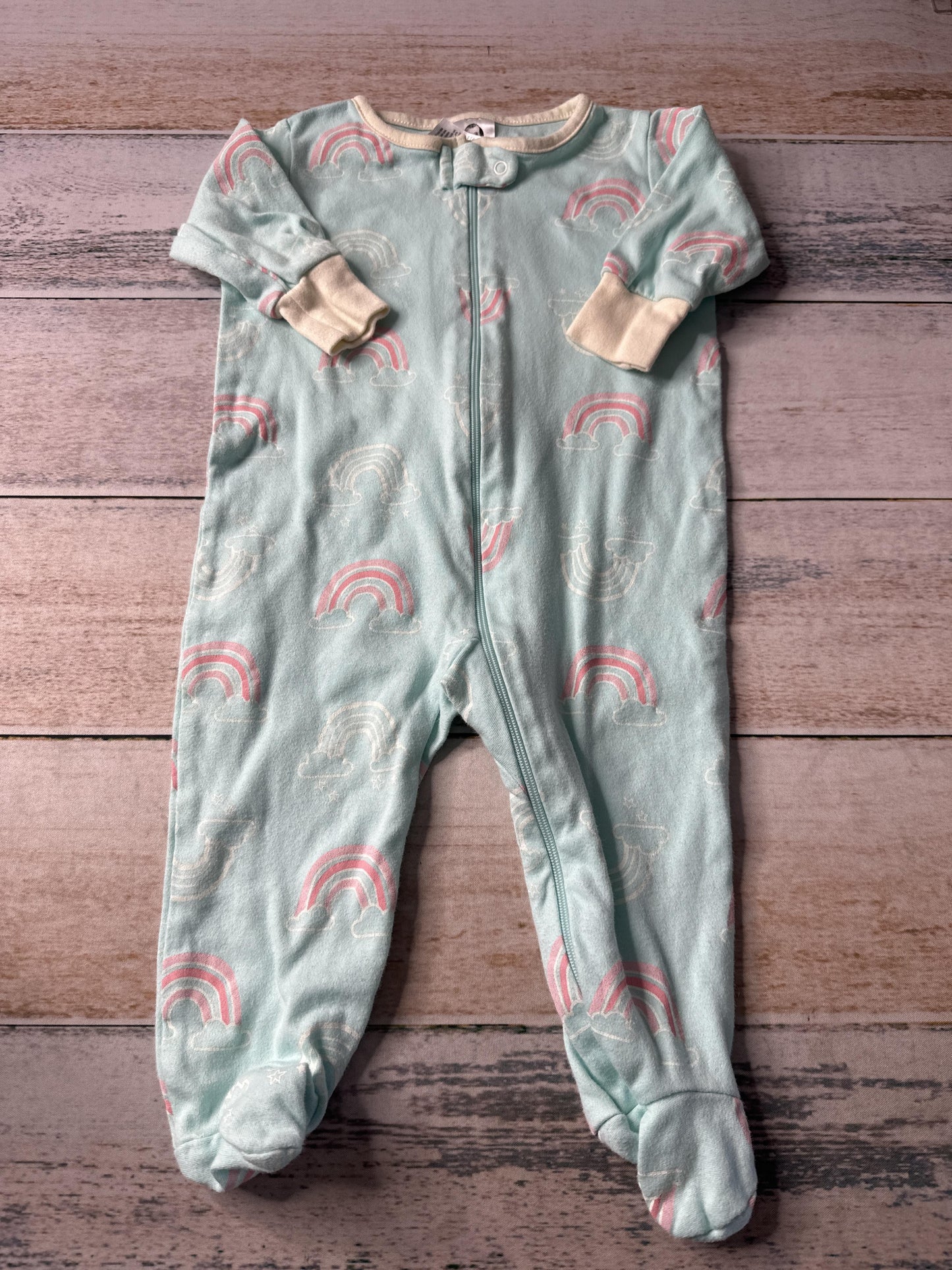 Gerber organic Girls Mint | Rainbow Pajamas Size: 3-6 months Mint | Rainbow