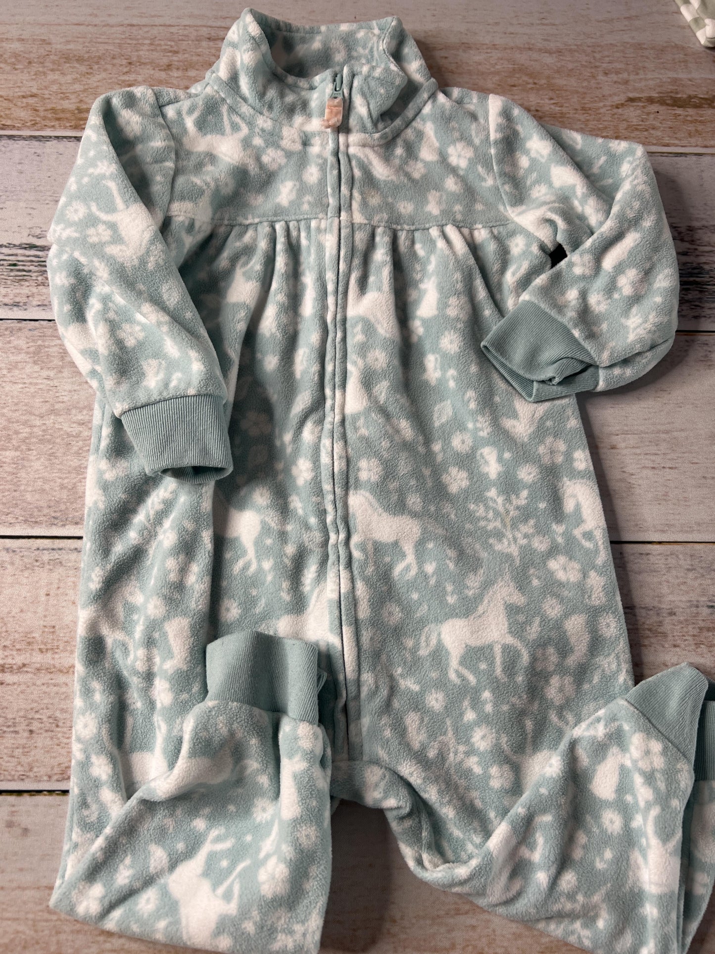 Carters Girls Mint | White | Flowers Long Sleeve Outfit Size: 12M Mint | White | Flowers