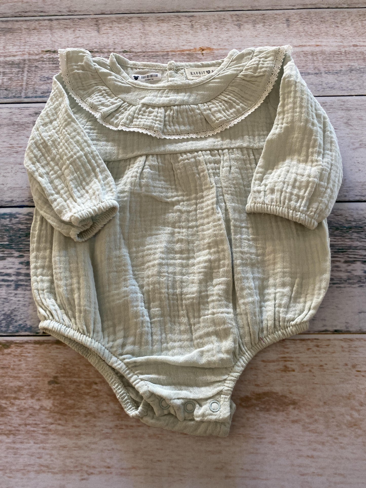 Rabbit Bear Girls Mint Button Down Short Sleeve Size: 3-6 months Mint