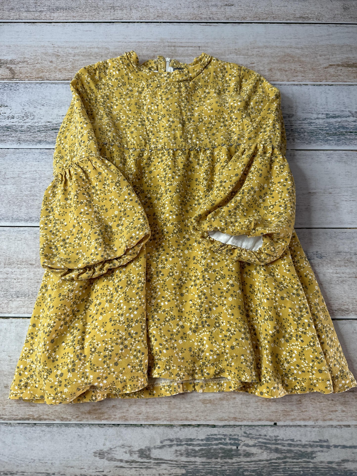 Yellowsub Girls Mustard | Flowers Dress Size: 3-4 Years Mustard | Flowers