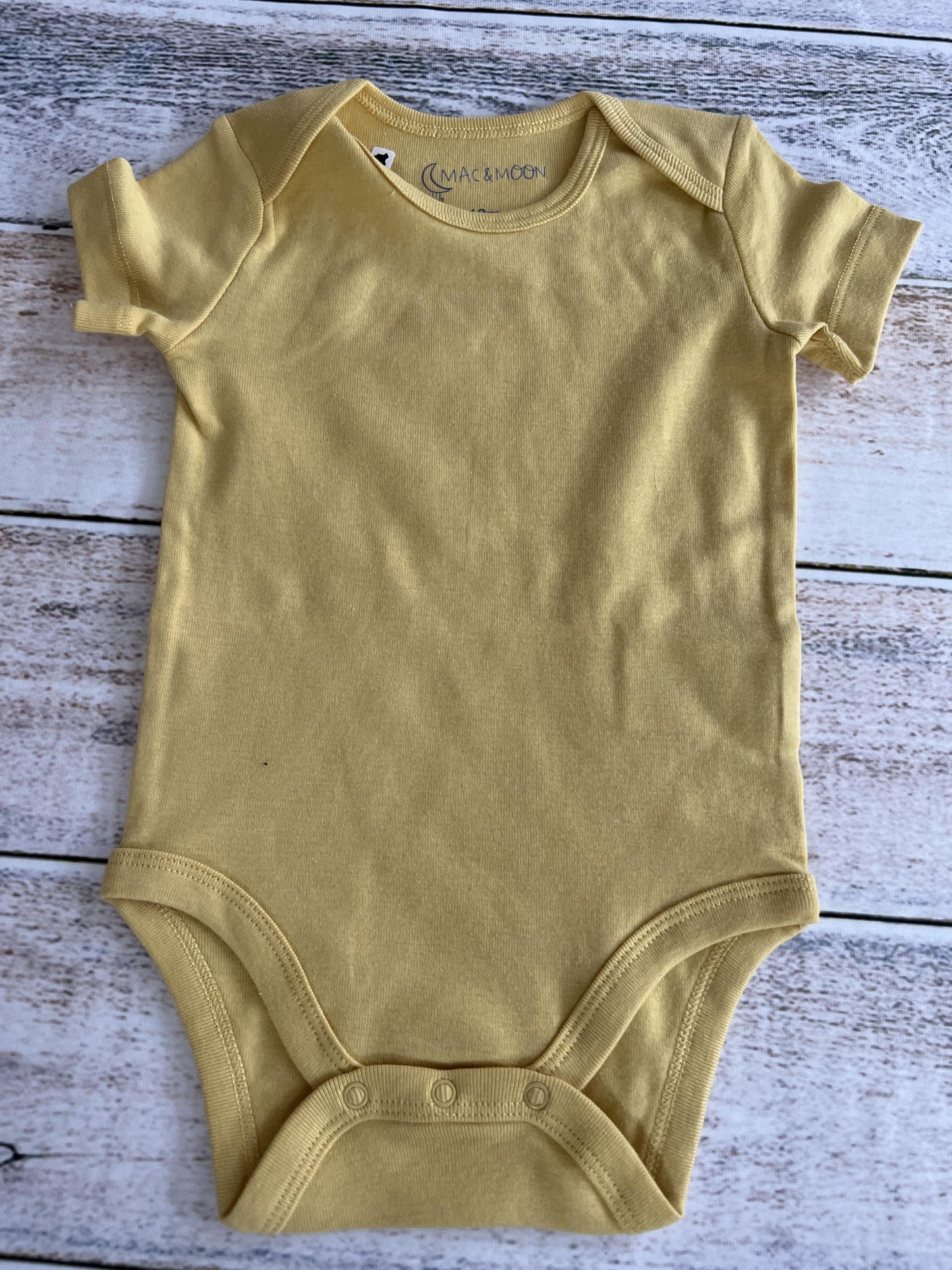 Mac and Moon Unisex Mustard Onesie Size: 12 months Mustard