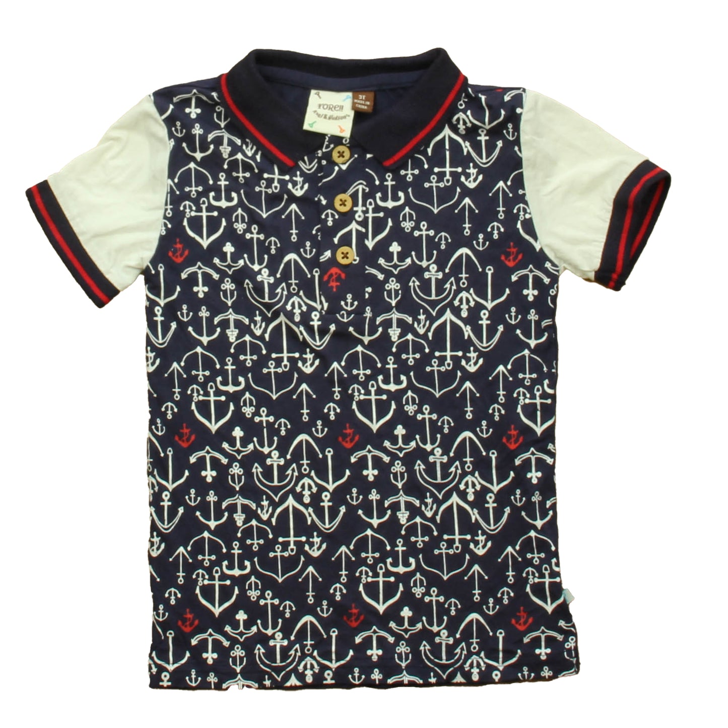 Fore! Axel & Hudson Girls Navy Anchors Polo Shirt Size: 3T Navy Anchors