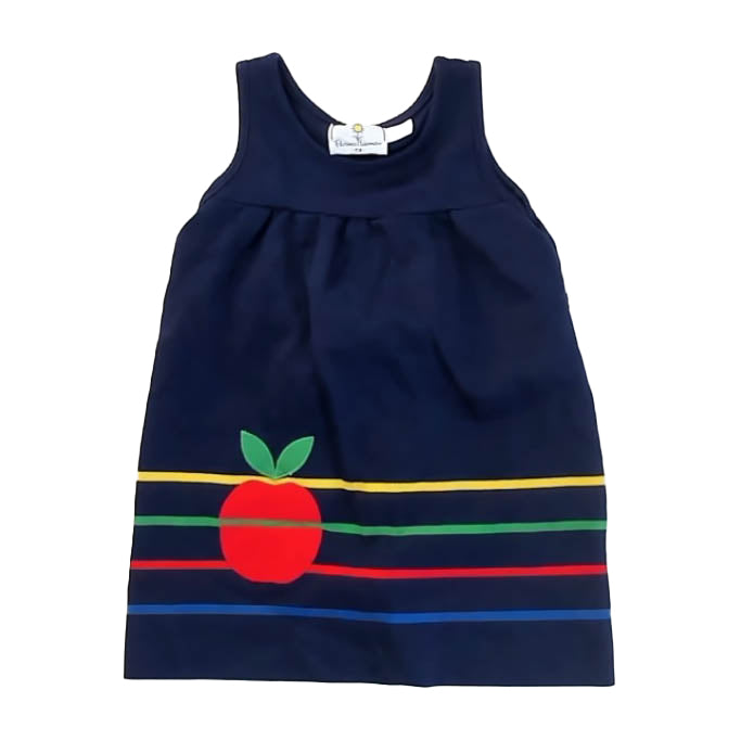 Florence Eisemen Girls Navy Apple Dress Size: 4T Navy Apple