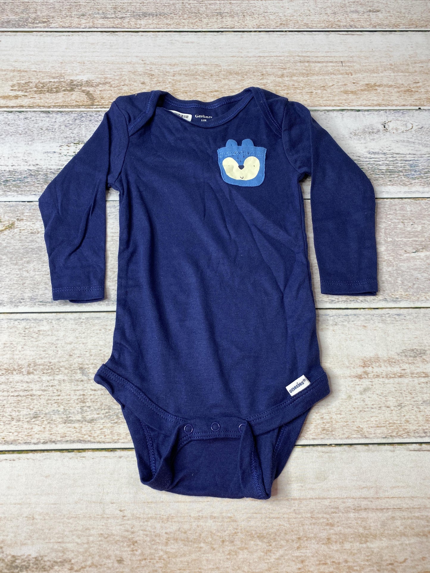 Gerber organic Boys Navy Blue | animals Onesie Size: 6-9 months Navy Blue | animals
