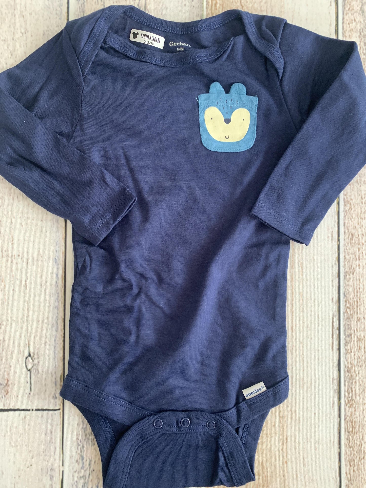 Gerber organic Boys Navy Blue | animals Onesie Size: 6-9 months Navy Blue | animals