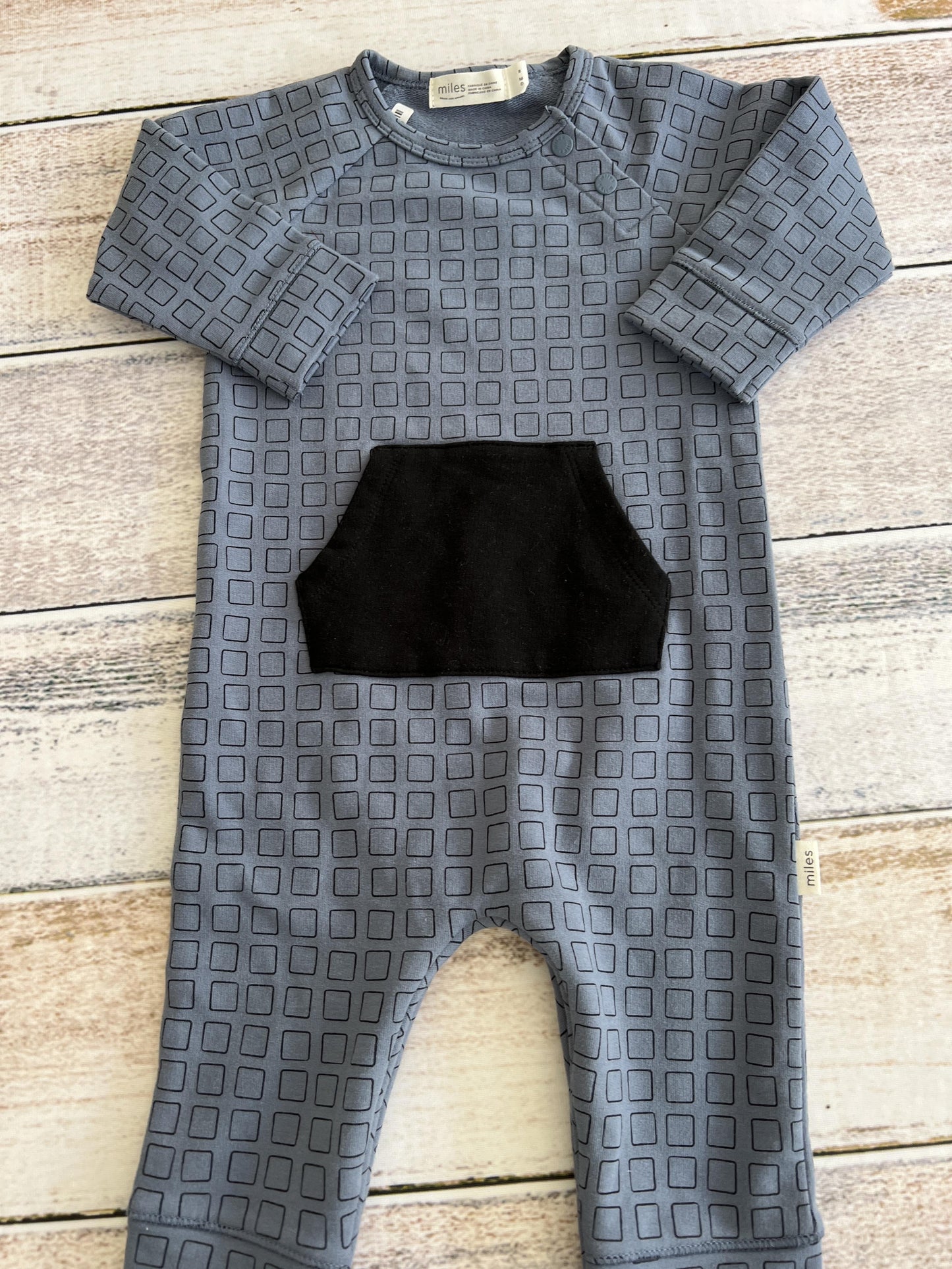 Miles Boys Navy Blue | Black | Pattern Long Sleeve Outfit Size: 6 months Navy Blue | Black | Pattern