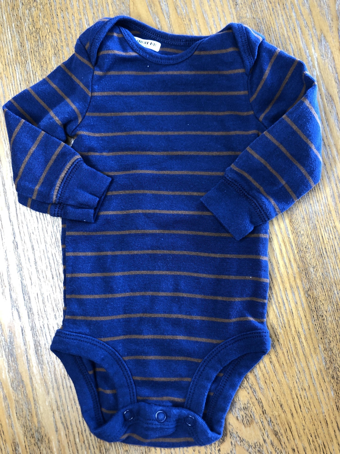 Carters Boys Navy Blue | Brown | Striped Onesie Size: 3 months Navy Blue | Brown | Striped