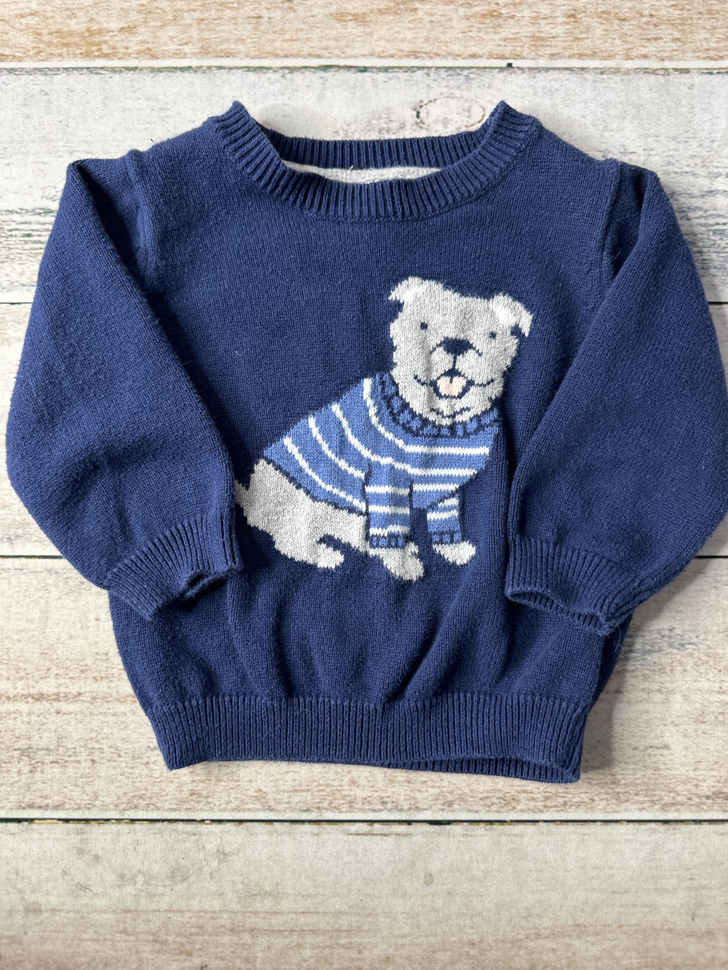 Boys Navy Blue | dog Sweater Size: 6-9 months Navy Blue | dog