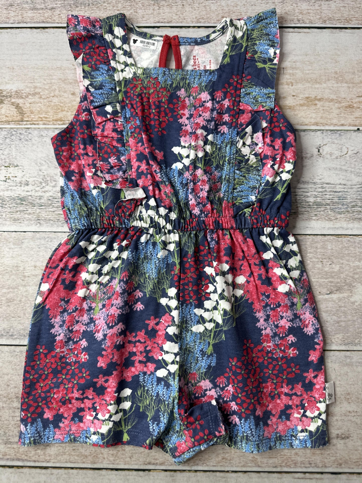 Burt's Bees Girls Navy Blue | Floral Romper Size: 18 months Navy Blue | Floral