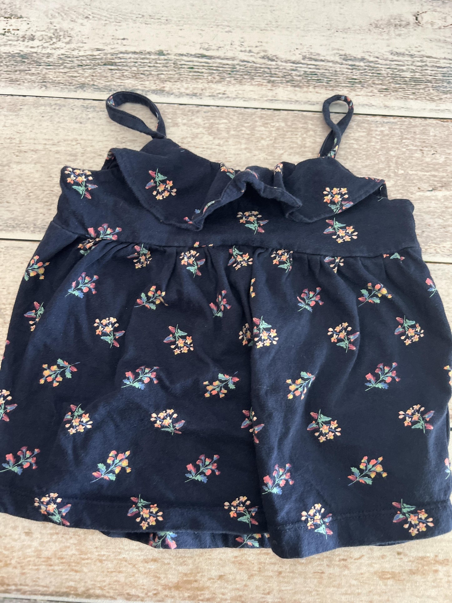 Gap Girls Navy Blue | Flowers Tank Top Size: 4T Navy Blue | Flowers