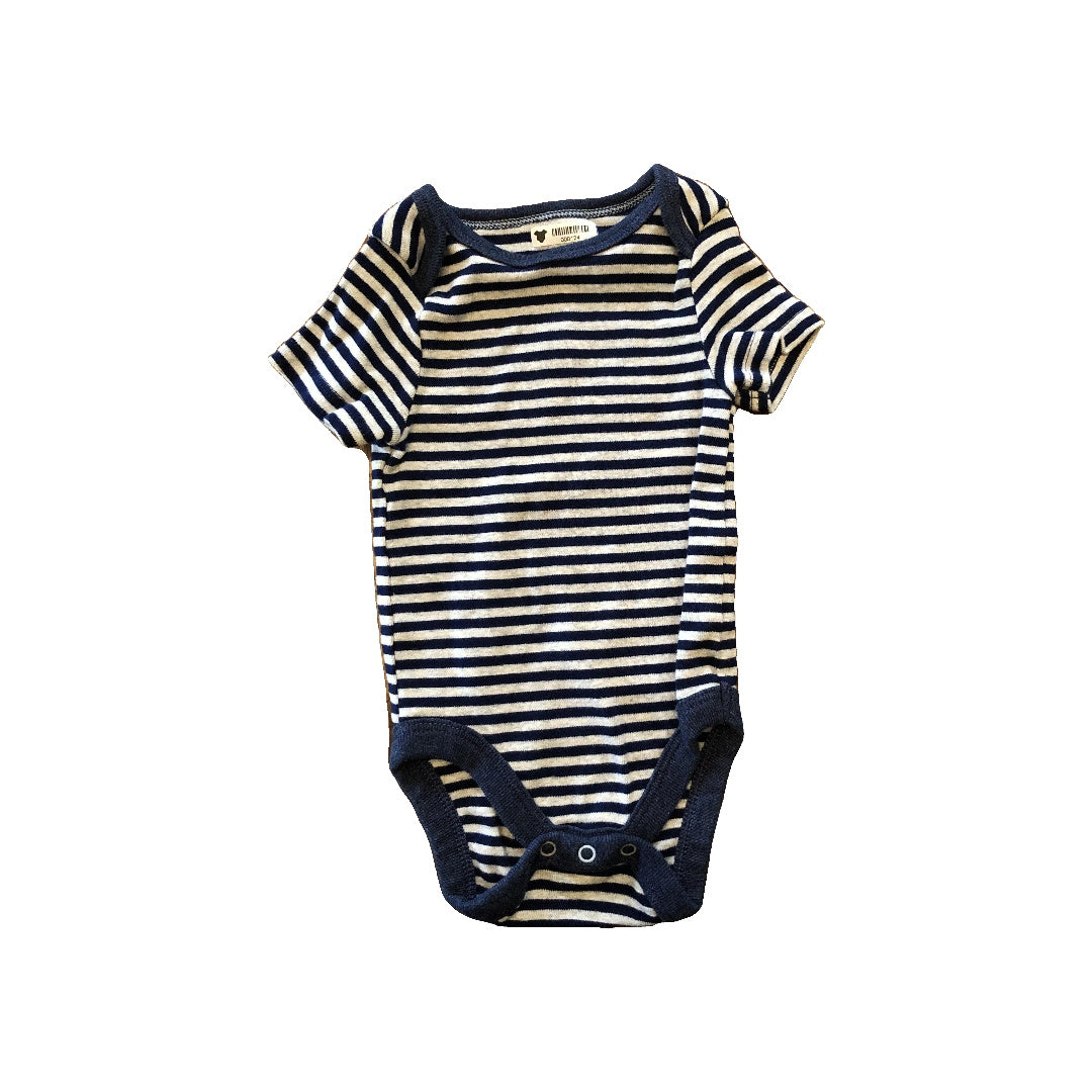 Cloud Island Boys Navy Blue | Grey | Striped Onesie Size: 0-3 months Navy Blue | Grey | Striped
