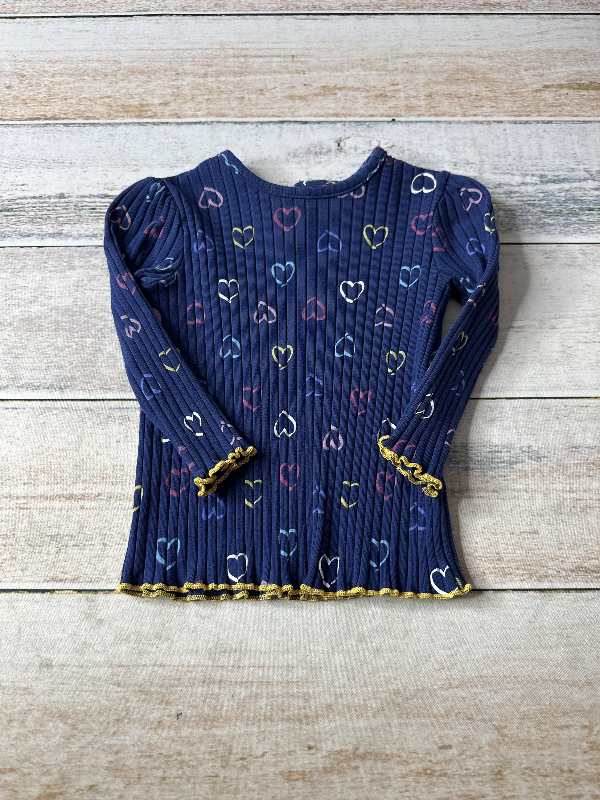 Little Me Girls Navy Blue | Hearts Long Sleeve T-Shirt Size: 18 months Navy Blue | Hearts