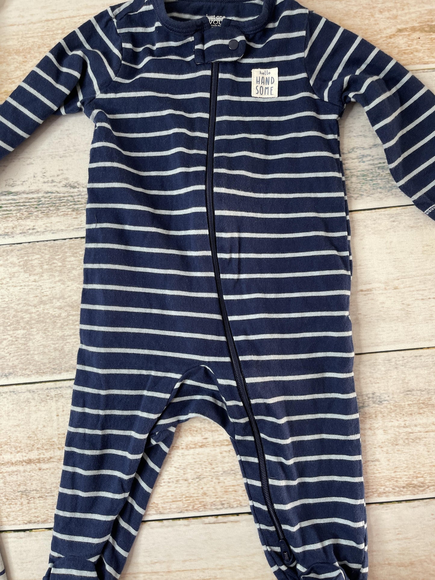Carters Boys Navy Blue | Light Blue | Striped Pajamas Size: 6 months Navy Blue | Light Blue | Striped