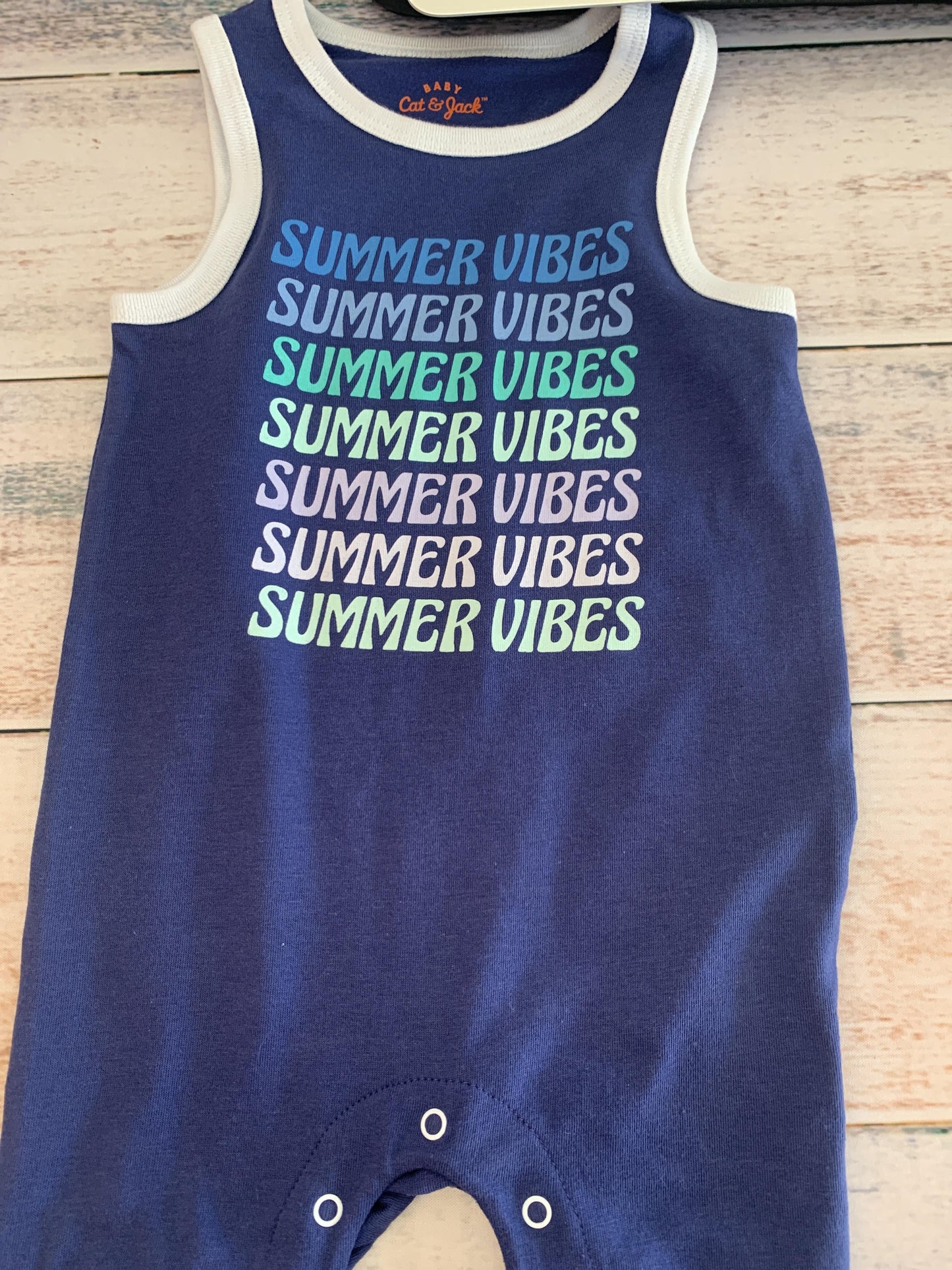 Cat & Jack Boys Navy Blue | light green | Mint | Graphic Romper Size: 6-9 months Navy Blue | light green | Mint | Graphic