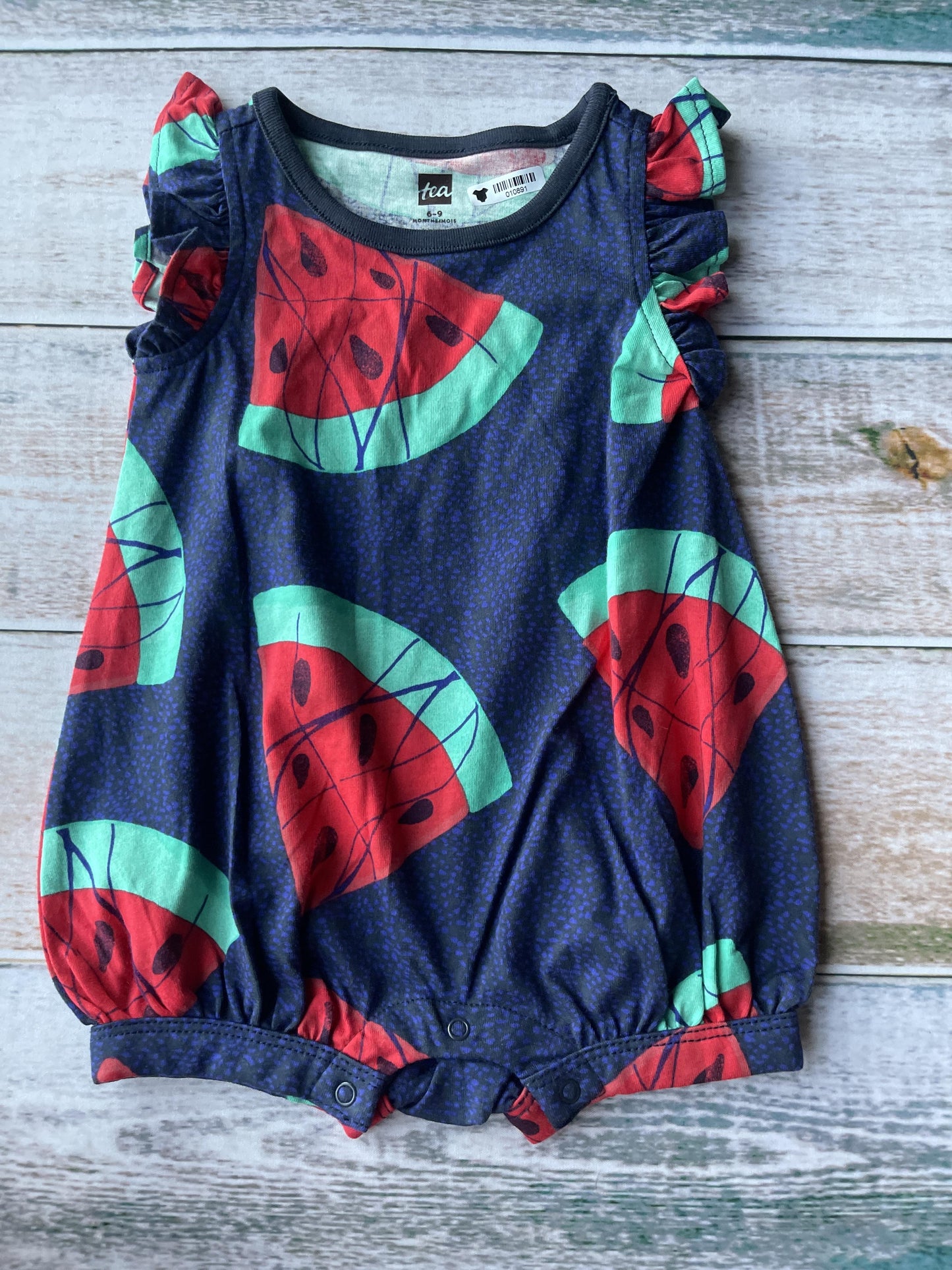 Tea Girls Navy Blue | light green | Red Romper Size: 6-9 months Navy Blue | light green | Red