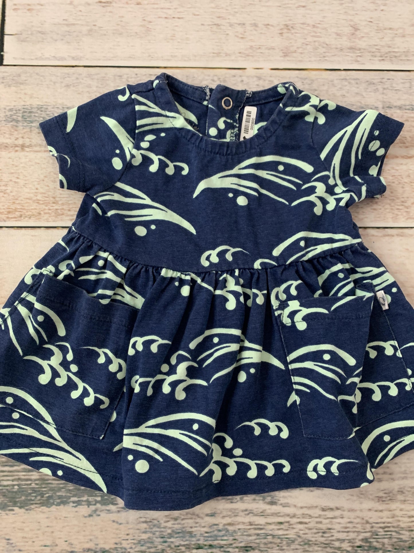 Oliver & Rain Girls Navy Blue | light green Dress Size: Newborn Navy Blue | light green