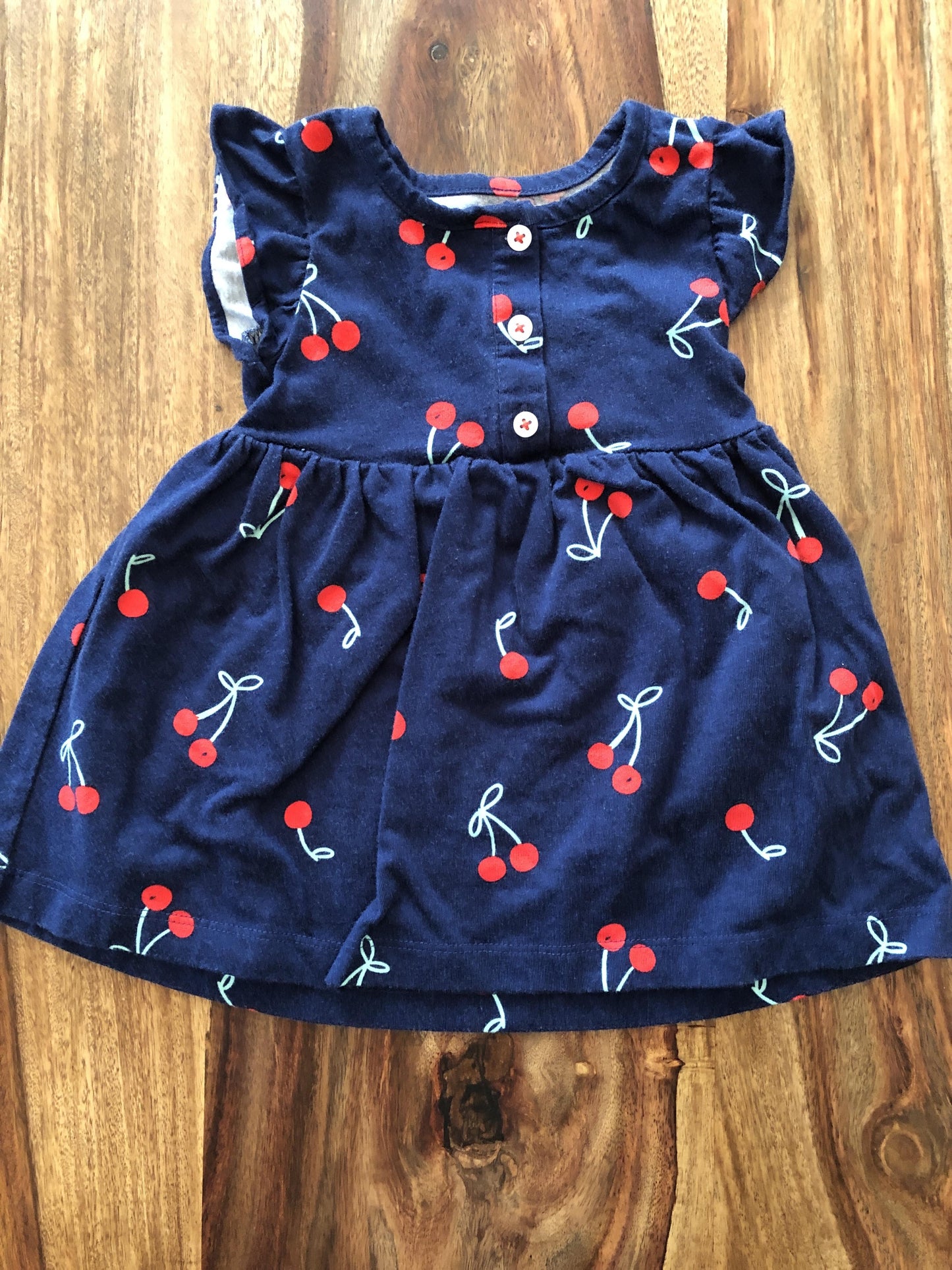 Carters Girls Navy Blue | Pattern | Fruit Dress Size: 9 months Navy Blue | Pattern | Fruit