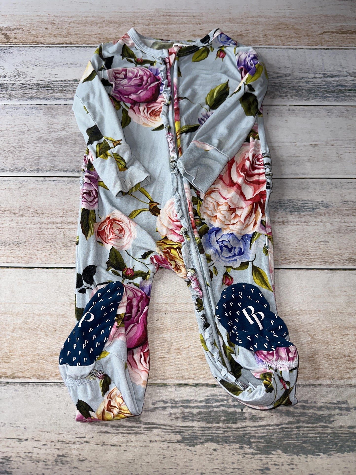 Posh Peanut Girls Navy Blue | Pink floral Pajamas Size: 18-24 months Navy Blue | Pink floral