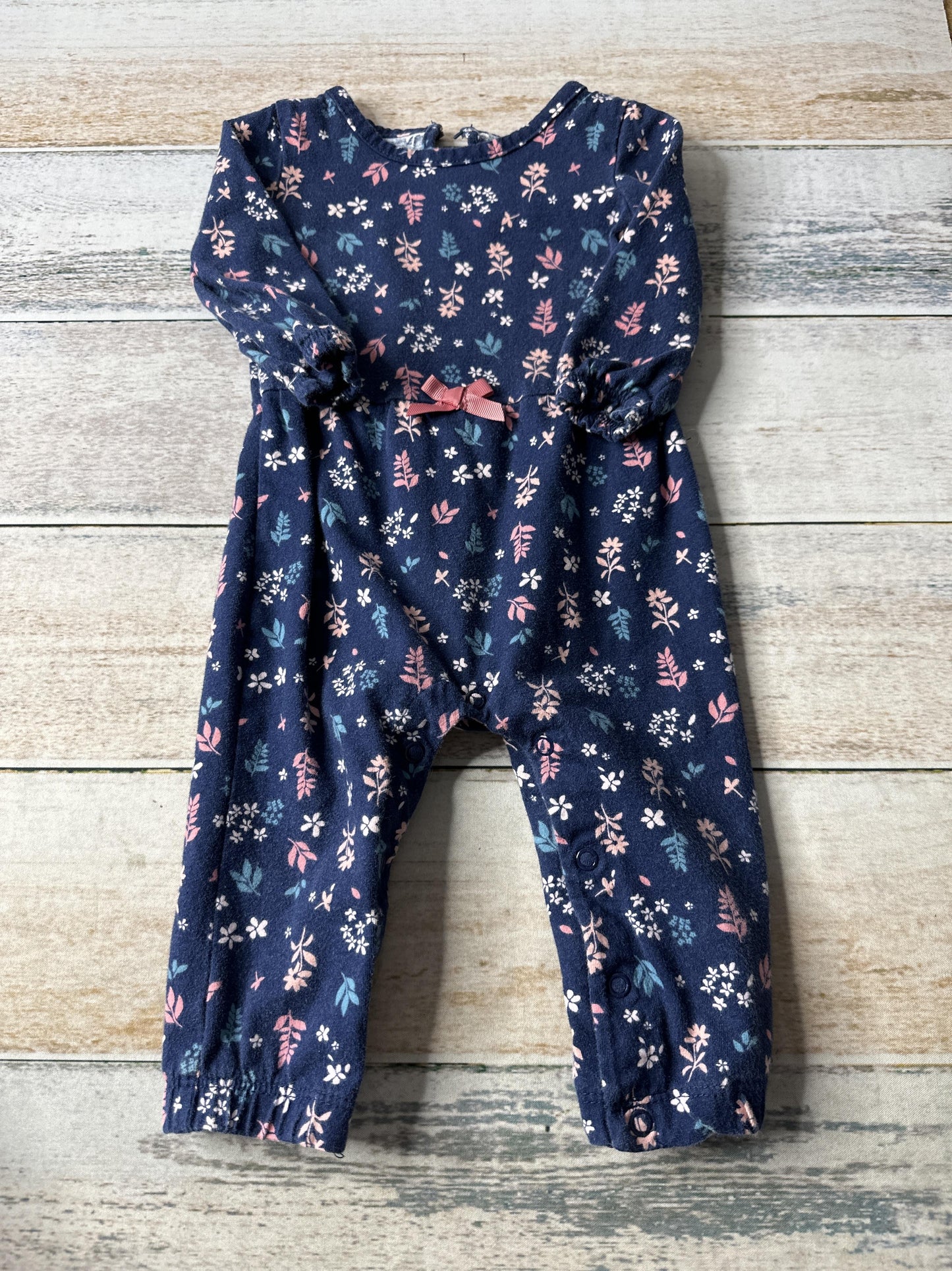 Just Born Girls Navy Blue | Pink floral Long Sleeve Outfit Size: 9 months Navy Blue | Pink floral