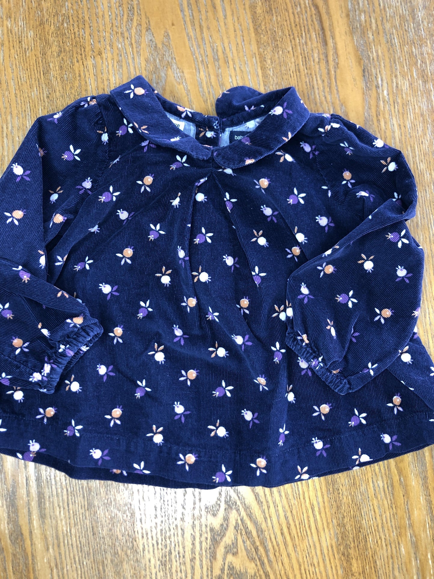 Gap Girls Navy Blue | Pink floral Long Sleeve T-Shirt Size: 18-24 months Navy Blue | Pink floral