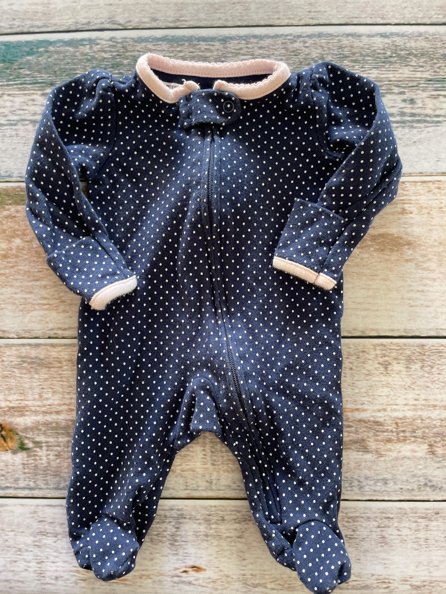 Girls Navy Blue | pink | polka dot Pajamas Size: Newborn Navy Blue | pink | polka dot