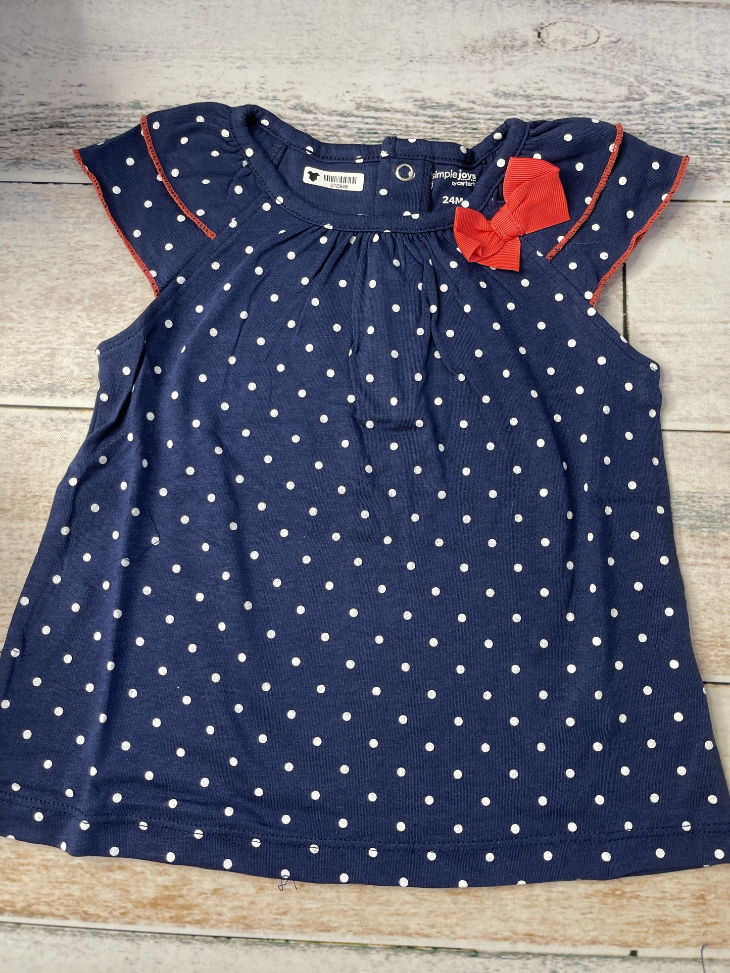 Carters Girls Navy Blue | polka dot Tank Top Size: 18-24 months Navy Blue | polka dot