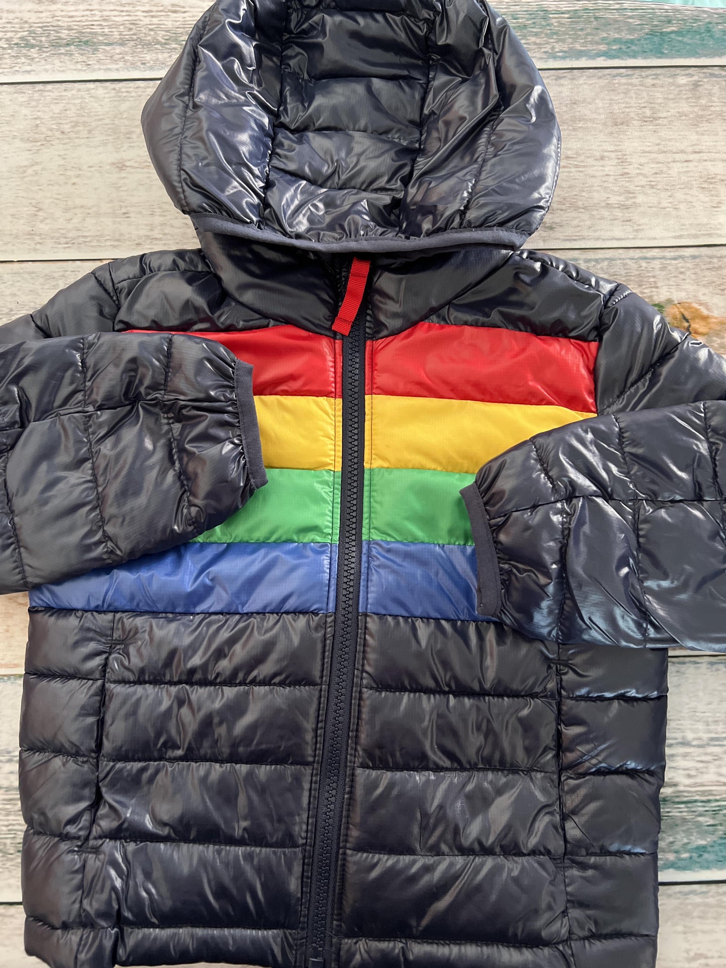 Primary Unisex Navy Blue | Rainbow | Stripe Jacket Size: 3T Navy Blue | Rainbow | Stripe