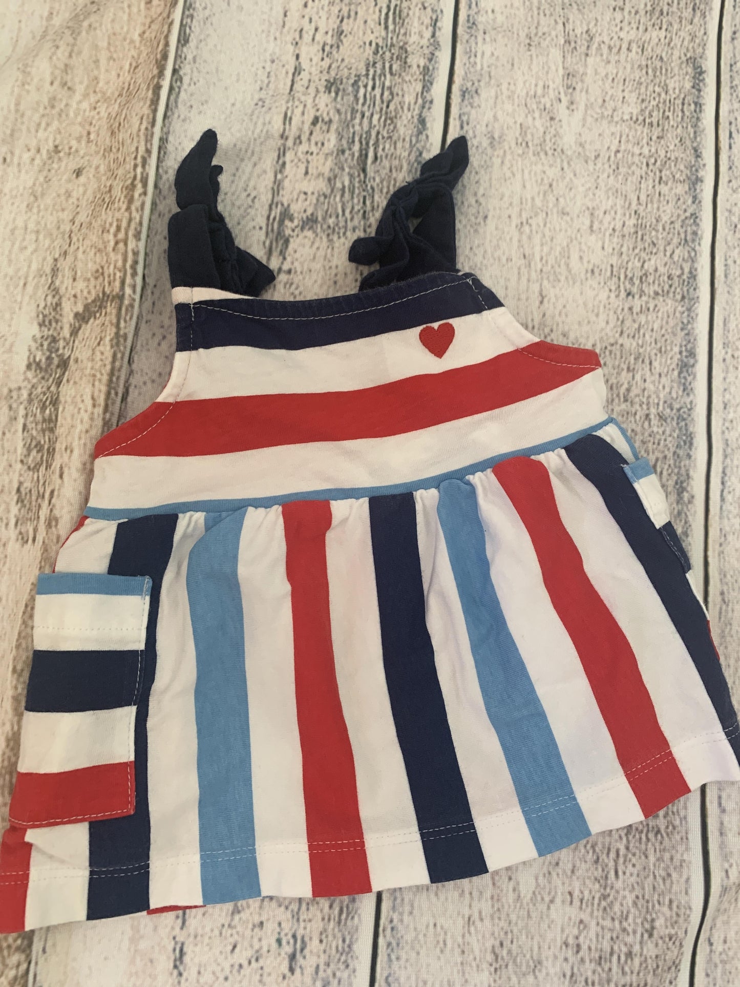 Carters Girls Navy Blue | Red | White | Stripe Shirt Size: 6 months Navy Blue | Red | White | Stripe