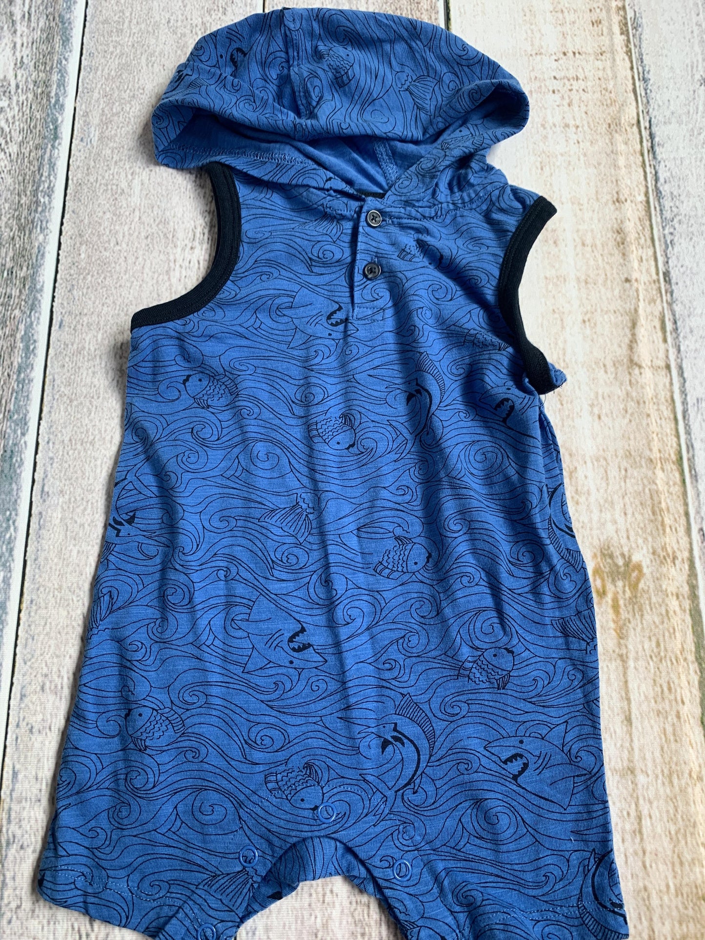 Joe Fresh Boys Navy Blue | Royal Blue | Sea Animals Romper Size: 6-12 months Navy Blue | Royal Blue | Sea Animals