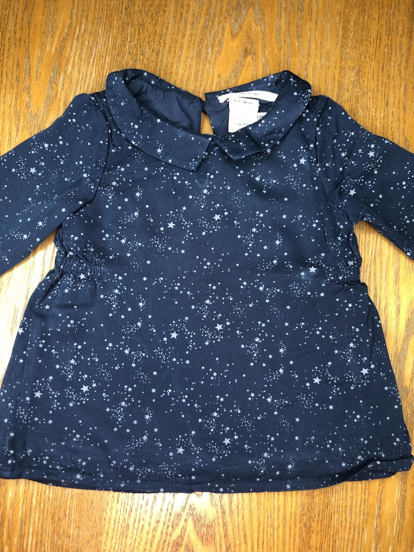 Nice Things Mini Girls Navy Blue | Stars Dress Size: 6 months Navy Blue | Stars