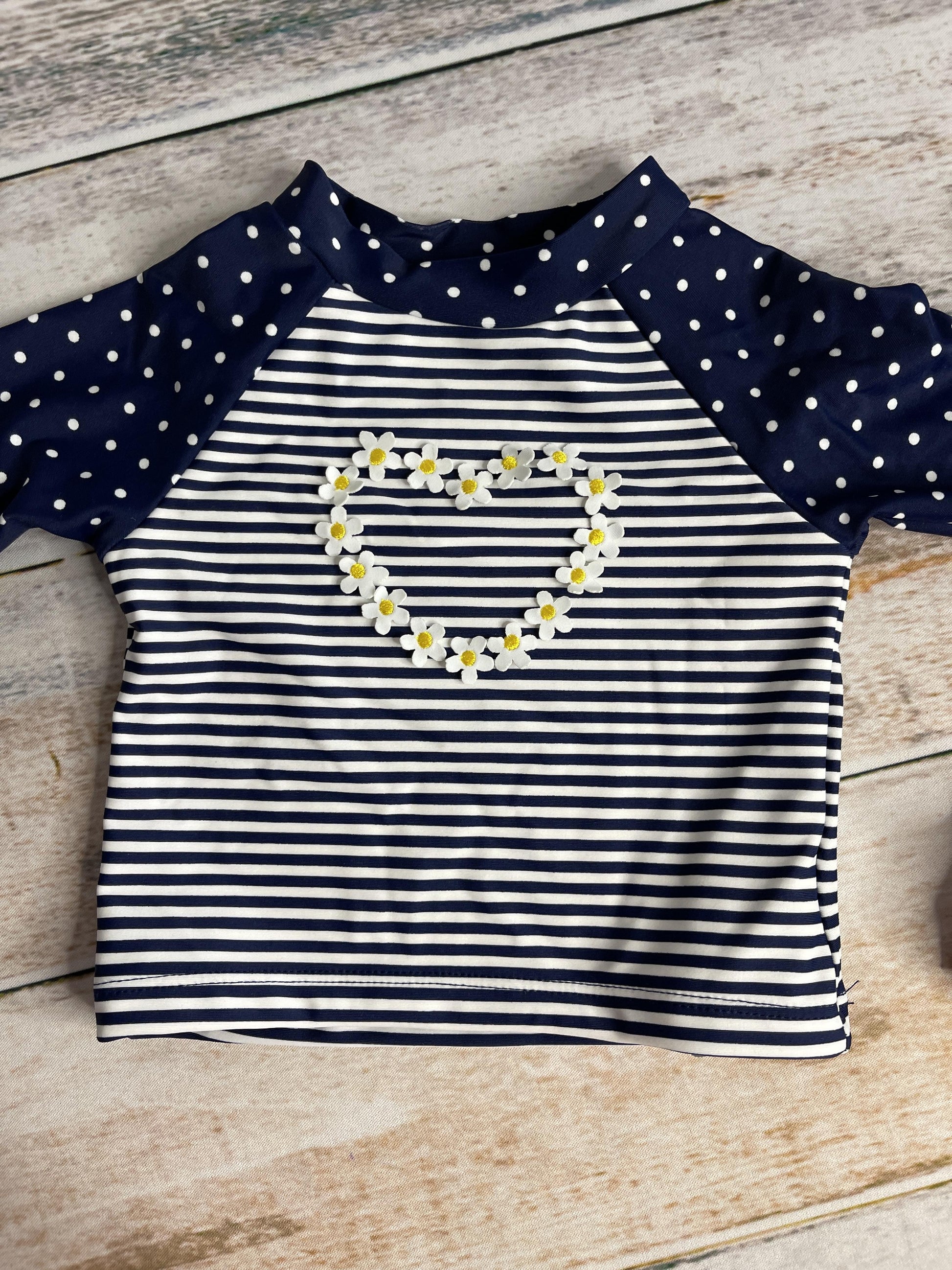 Little Me Girls Navy Blue | Stripe Swimwear Size: 6-9 months Navy Blue | Stripe