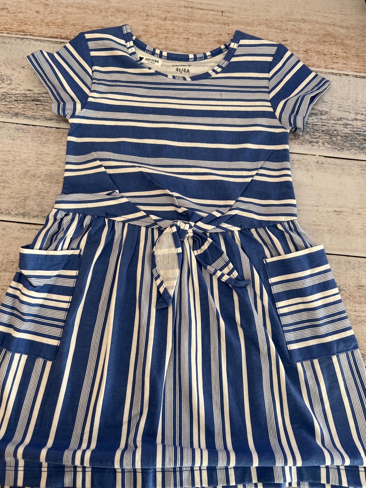 Carters Girls Navy Blue | Stripe Dress Size: 4T Navy Blue | Stripe