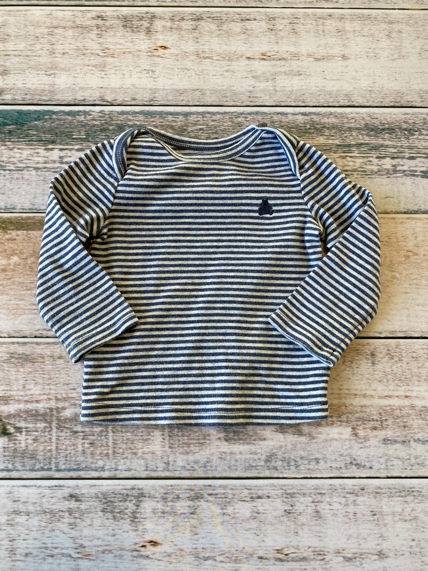 Gap Unisex Navy Blue | Striped Long Sleeve Shirt Size: 6-12 months Navy Blue | Striped