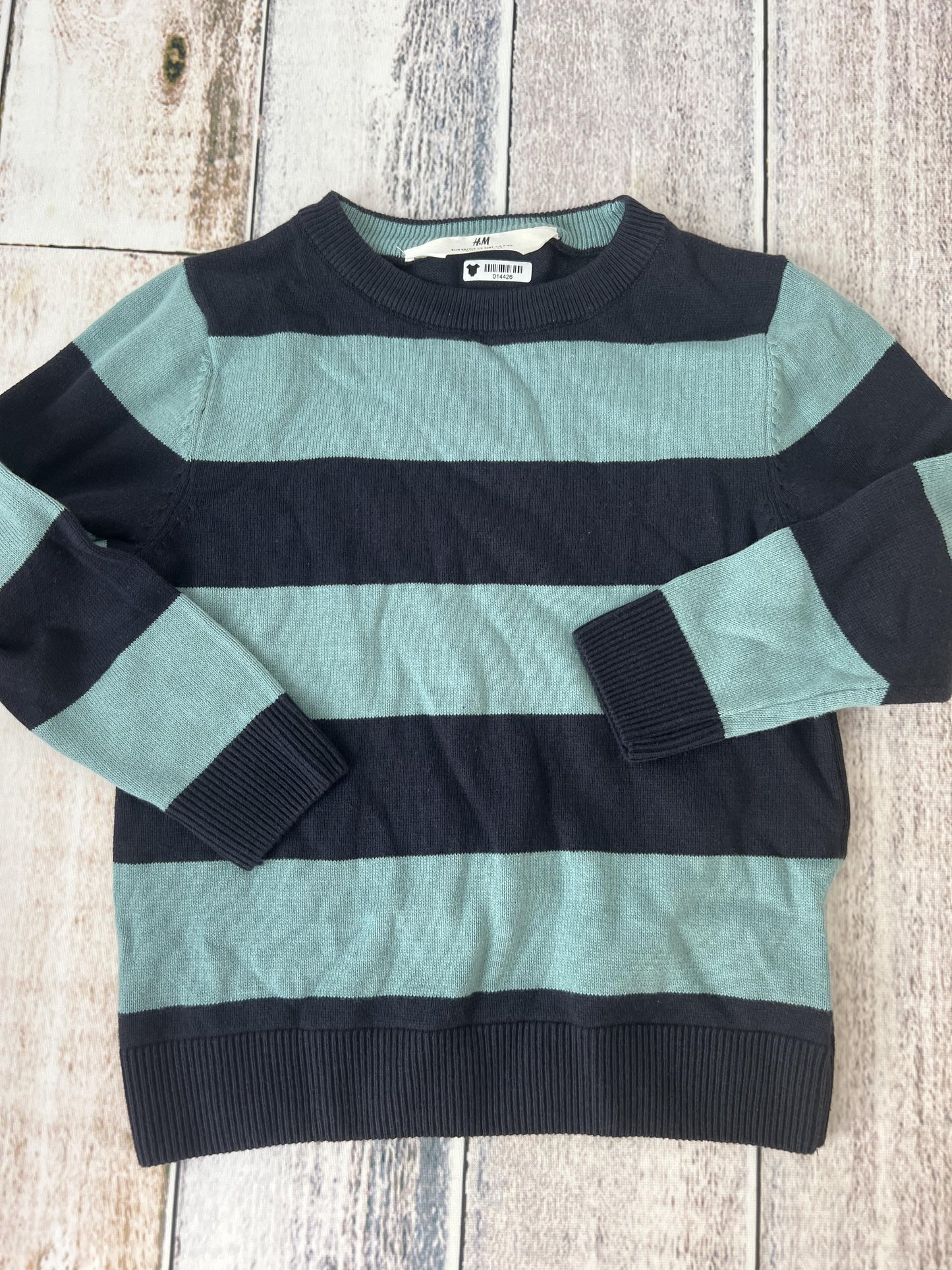H&M Boys Navy Blue | Teal | Stripe Sweater Size: 3T Navy Blue | Teal | Stripe