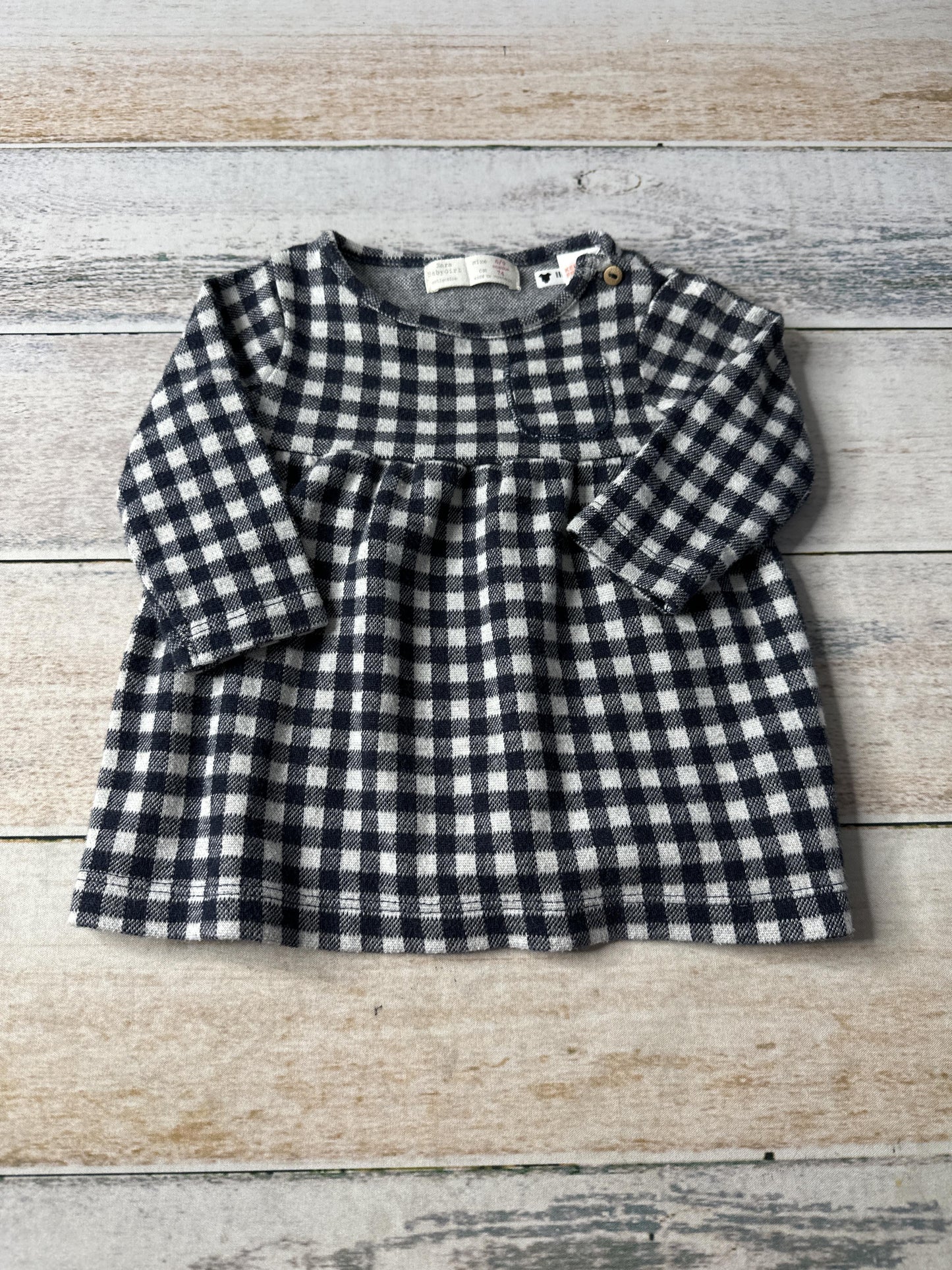 Zara Girls Navy Blue | White | Check Dress Size: 6-9 months Navy Blue | White | Check