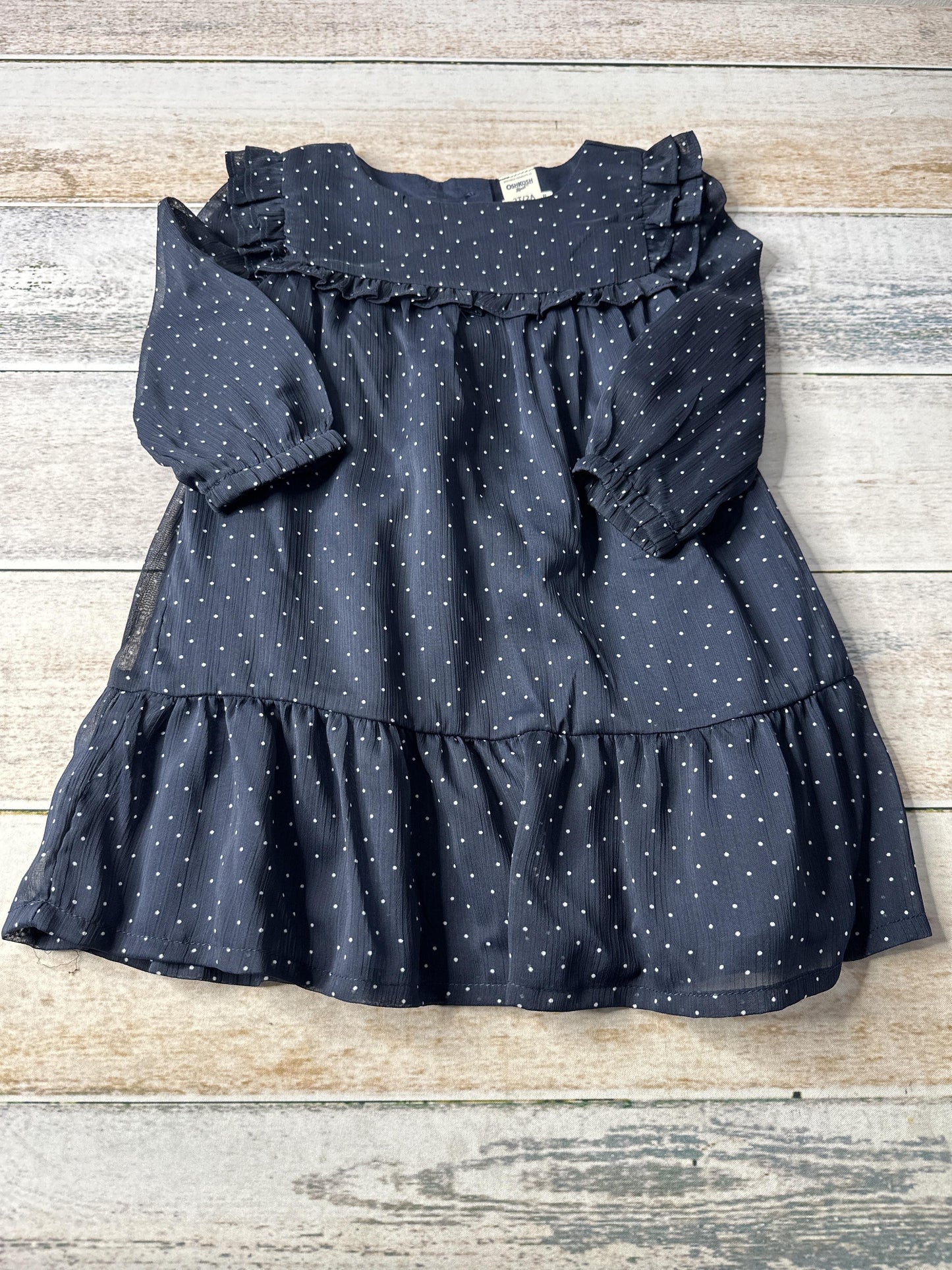 OshKosh Girls Navy Blue | White | Dots Dress Size: 2T Navy Blue | White | Dots