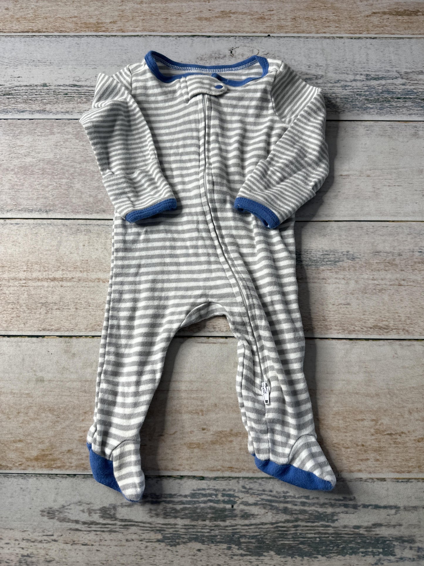 Boys Navy Blue | White | Grey | Stripe Pajamas Size: Newborn Navy Blue | White | Grey | Stripe