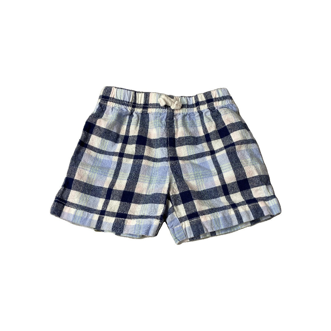 Carters Boys Navy Blue | White | Light Blue | plaid Shorts Size: 9 months Navy Blue | White | Light Blue | plaid