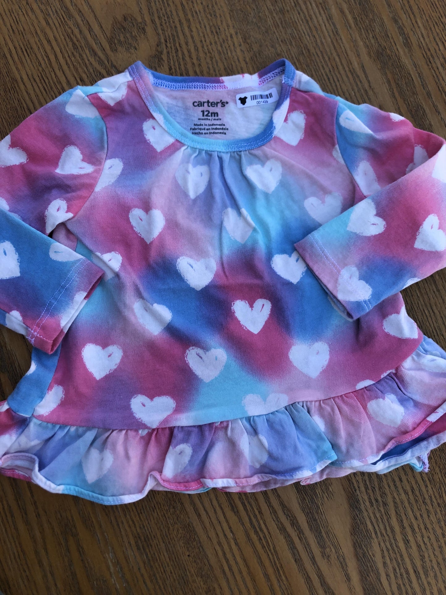 Carters Girls Navy Blue | White | pink Long Sleeve T-Shirt Size: 12 months Navy Blue | White | pink