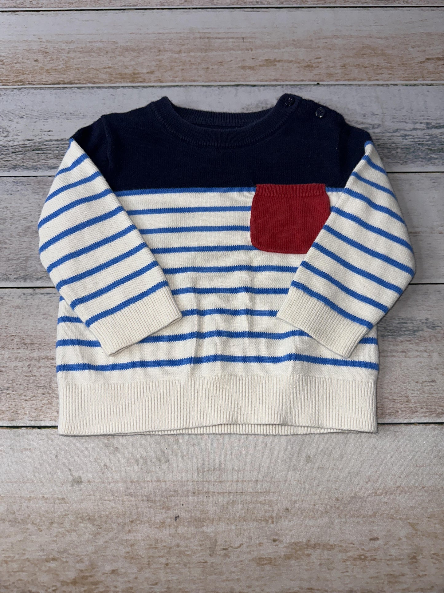 Gap Unisex Navy Blue | White | Red | Stripe Sweater Size: 12-18 months Navy Blue | White | Red | Stripe