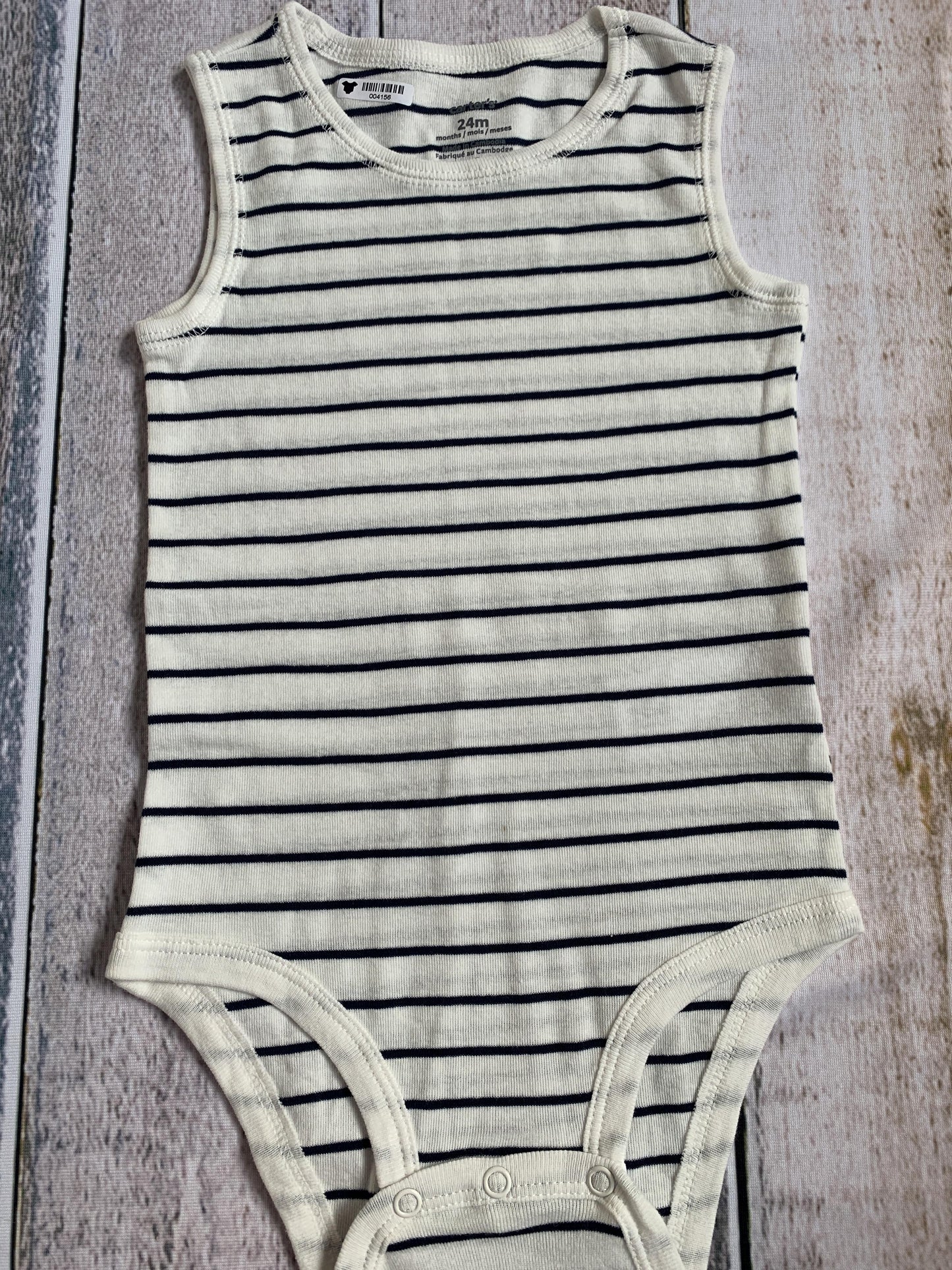 Carters Boys Navy Blue | White | Stripe Onesie Size: 24 months Navy Blue | White | Stripe