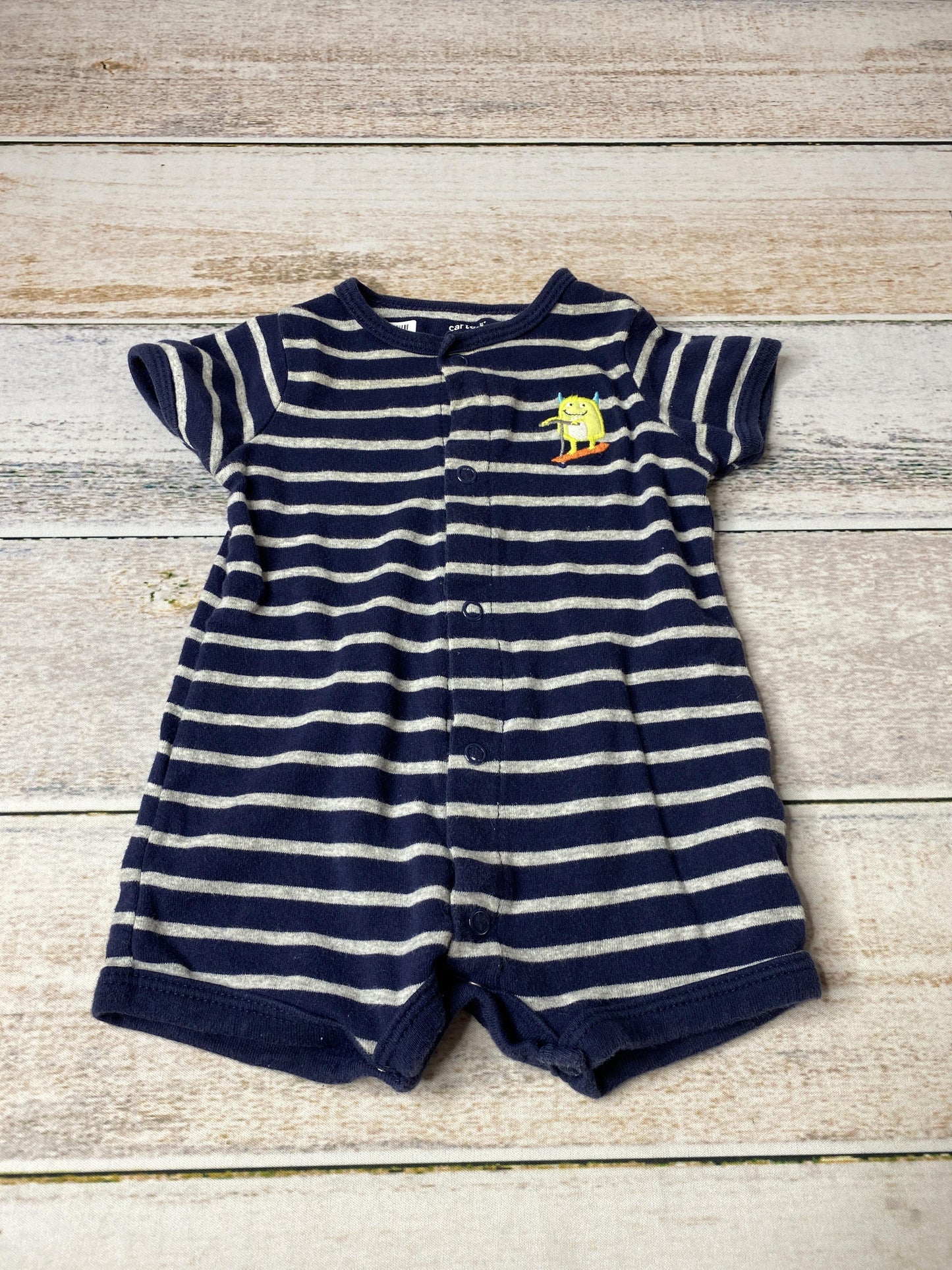 Carters Boys Navy Blue | White | Stripe Romper Size: 3 months Navy Blue | White | Stripe