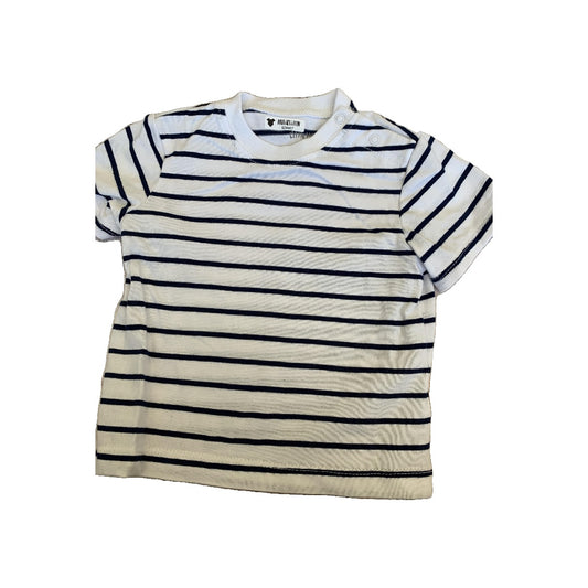 Little Me Boys Navy Blue | White | Stripe T-Shirt Size: 9 months Navy Blue | White | Stripe