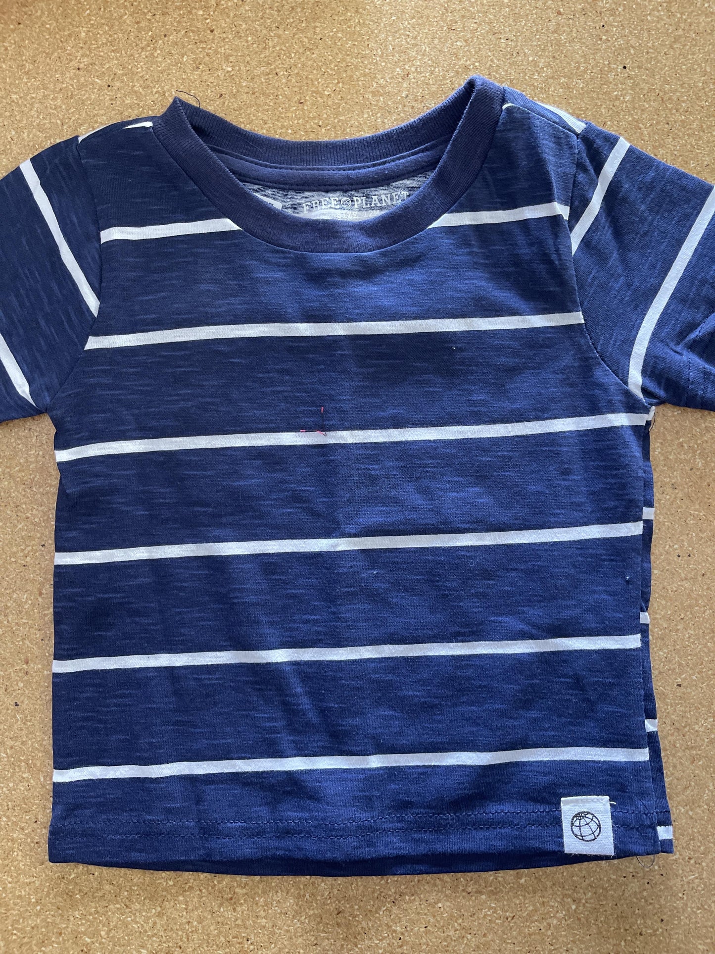 Free Planet Boys Navy Blue | White | Stripe T-Shirt Size: 12 months Navy Blue | White | Stripe
