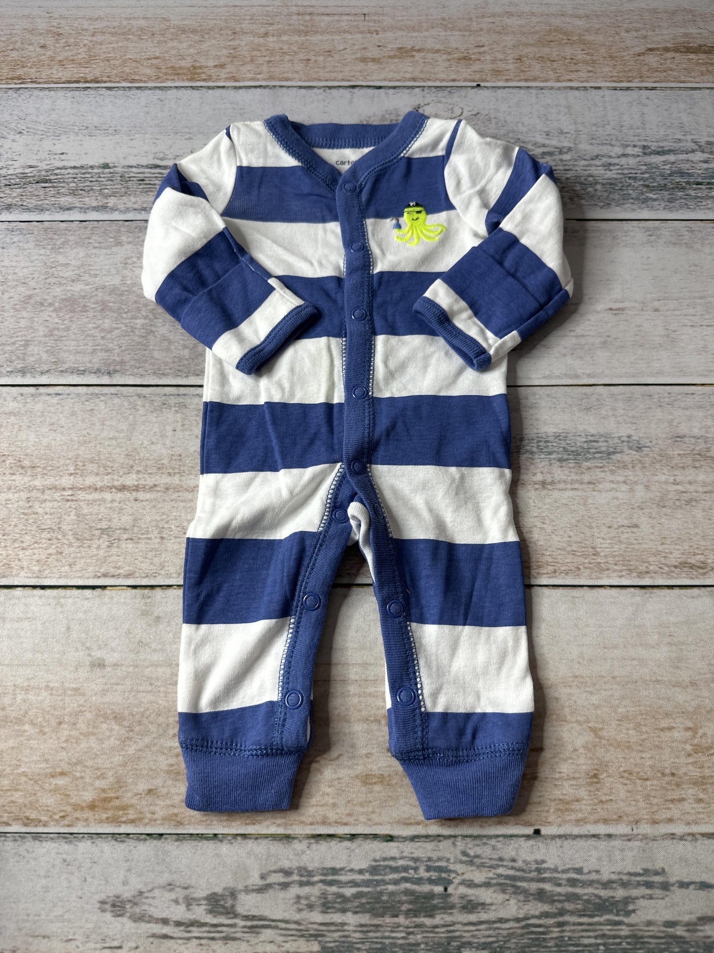 Carters Boys Navy Blue | White | Stripe Long Sleeve Outfit Size: Newborn Navy Blue | White | Stripe