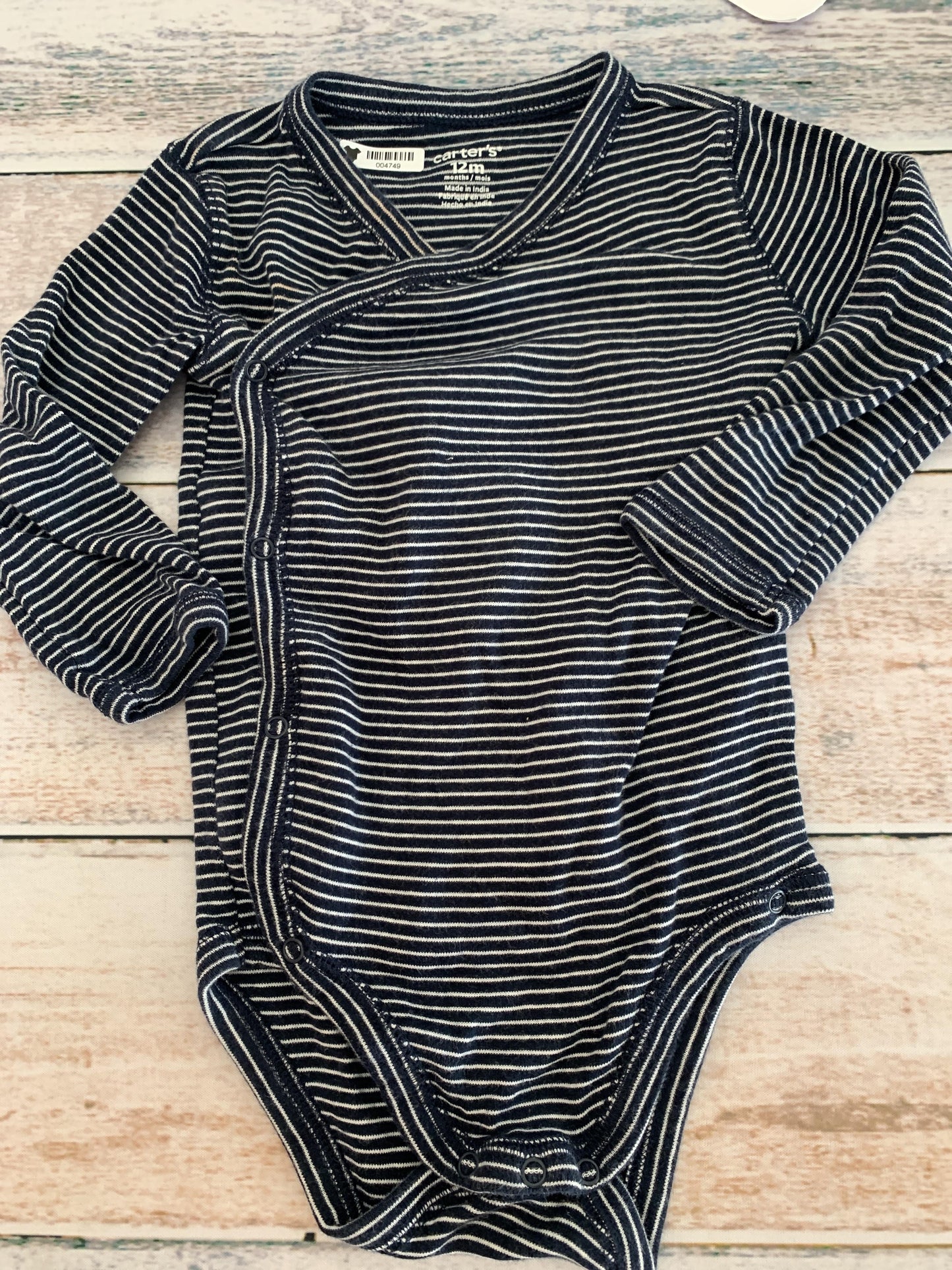 Carters Boys Navy Blue | White | Stripe Onesie Size: 12 months Navy Blue | White | Stripe