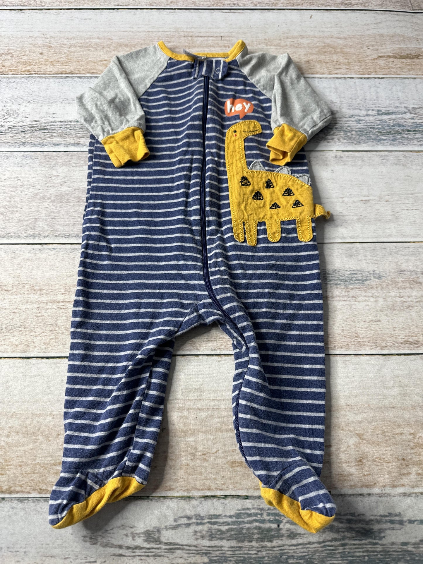 Gerber Childrenswear Boys Navy Blue | White | Striped | Yellow Pajamas Size: 3-6 months Navy Blue | White | Striped | Yellow