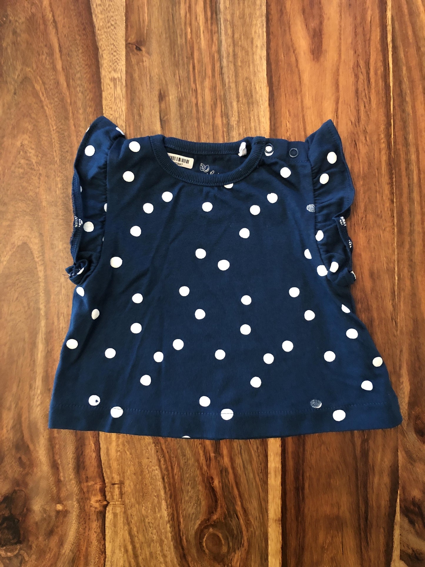 Oliver & Rain Girls Navy Blue | White Shirt Size: 6 months Navy Blue | White