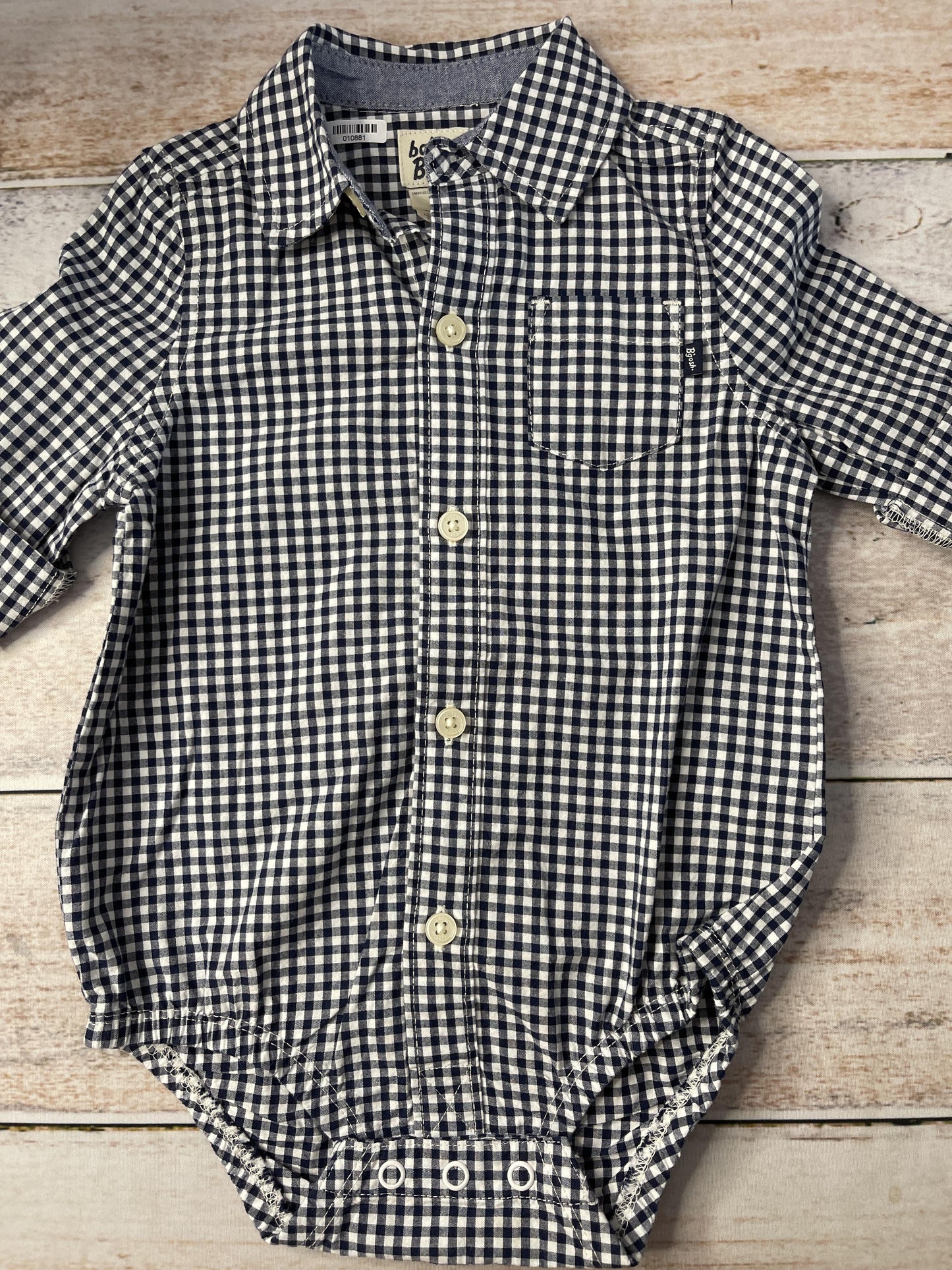 OshKosh Boys Navy Blue | White Button Down Short Sleeve Size: 12 months Navy Blue | White