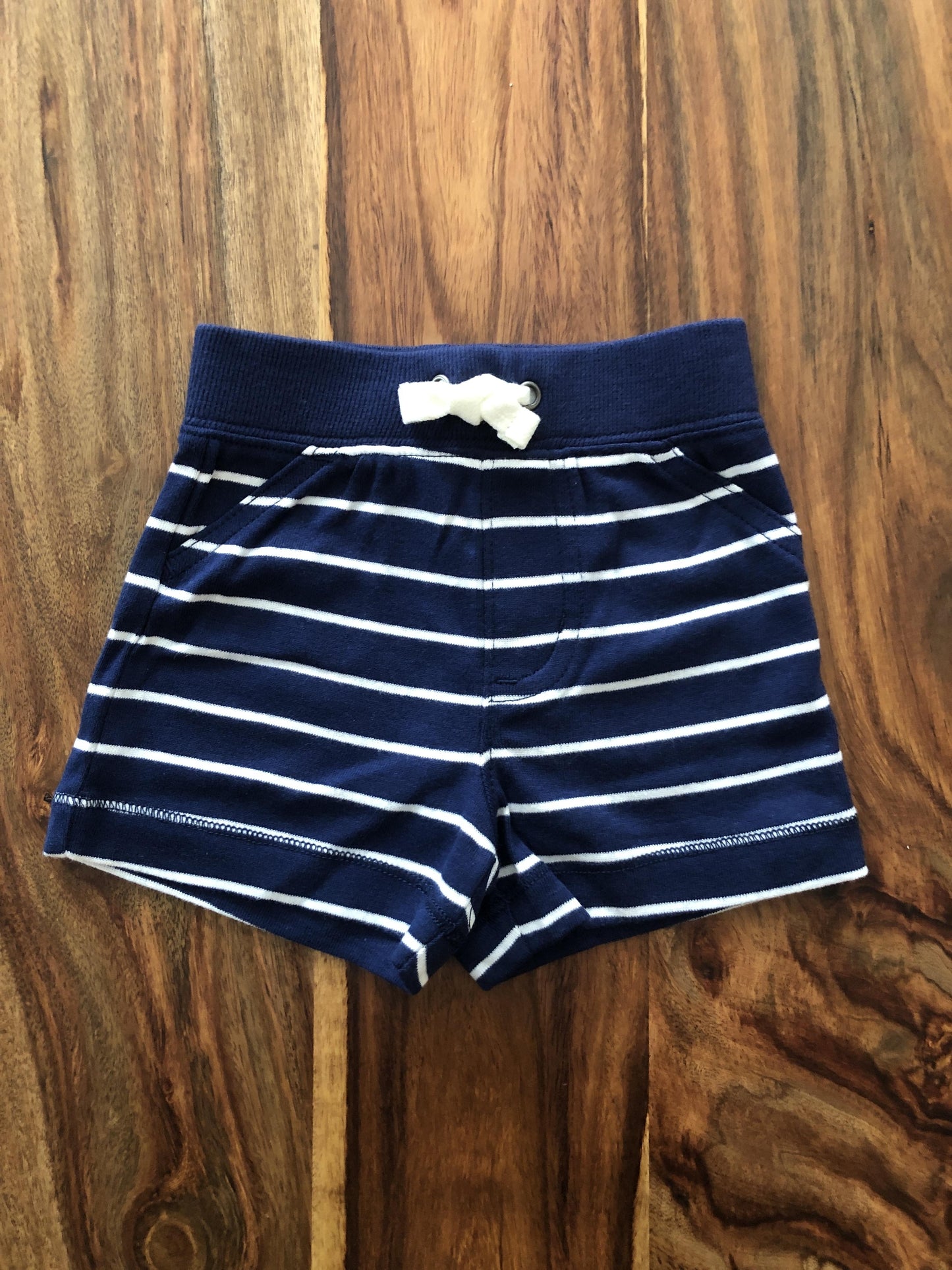 Carters Girls Navy Blue | Wool White | Striped Shorts Size: 3 months Navy Blue | Wool White | Striped